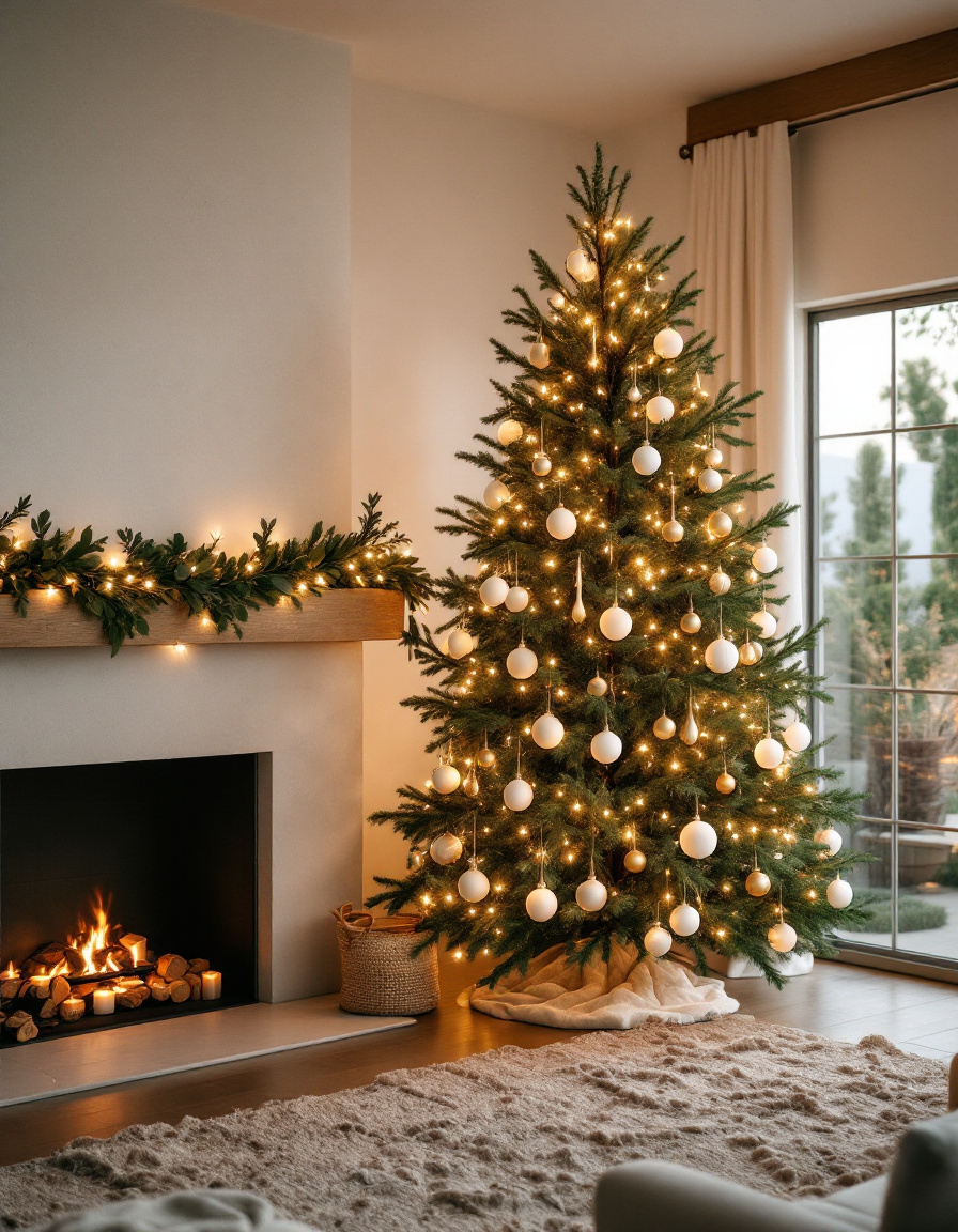 Elegant decorated Christmas tree in a modern desert home